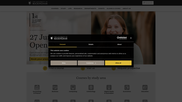 Screenshot of the The University Of Buckingham Foundation website