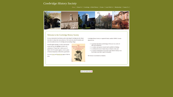 Screenshot of the Cowbridge History Society website
