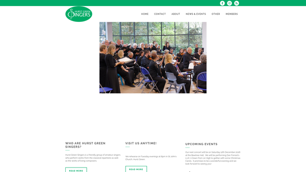 Screenshot of the The Hurst Green Singers website