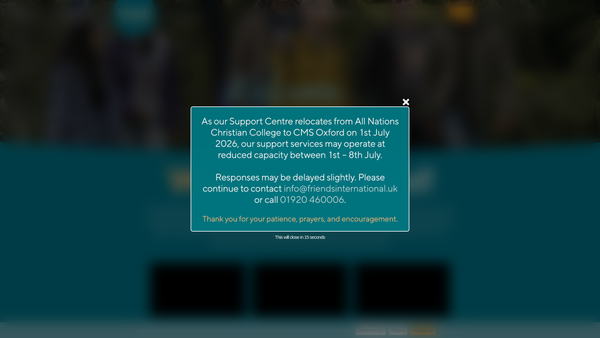 Screenshot of the Friends International Ministries website