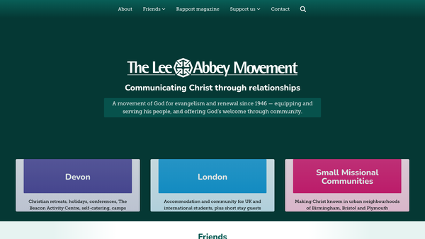 Screenshot of the Lee Abbey Fellowship website