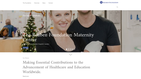 Screenshot of the Reuben Foundation website