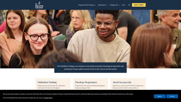 Screenshot of the St Mellitus College Trust website