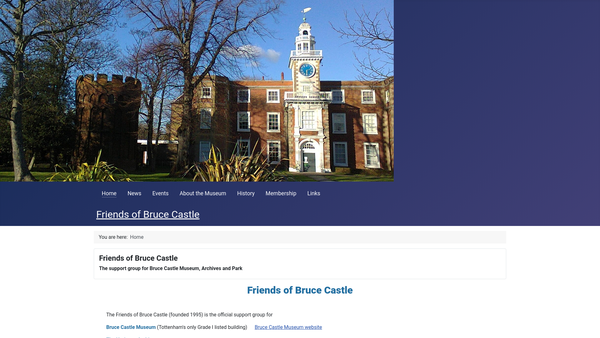 Screenshot of the The Friends Of Bruce Castle website