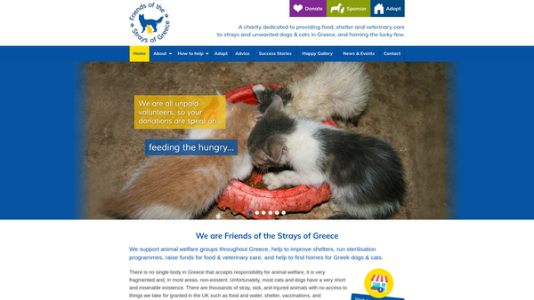 Screenshot of the The Friends Of The Strays Of Greece website
