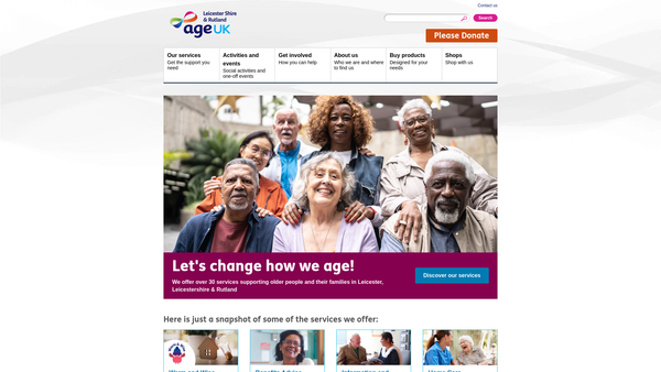 Screenshot of the Age UK Leicestershire & Rutland(measham) website