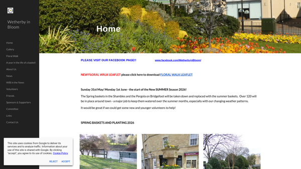 Screenshot of the Wetherby In Bloom website