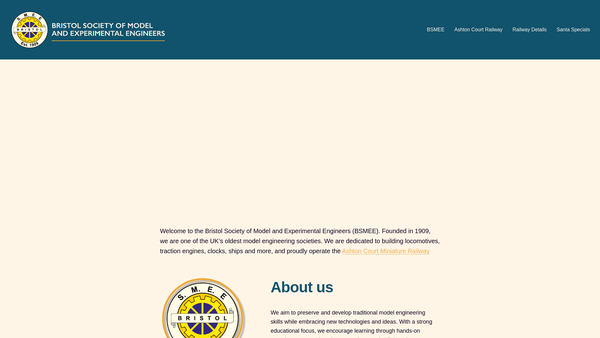 Screenshot of the The Bristol Society Of Model And Experimental Engineers website