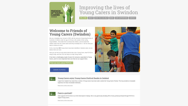 Screenshot of the Friends Of Young Carers (Swindon) website