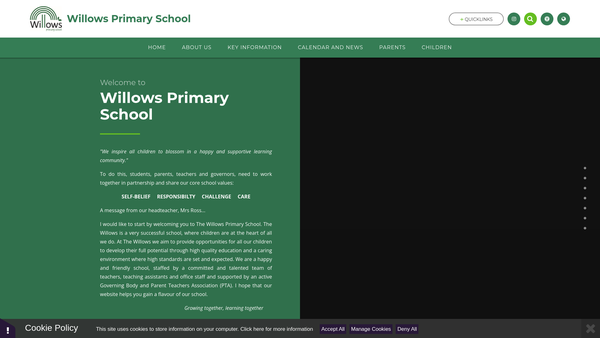 Screenshot of the Willows PTA website