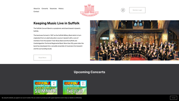 Screenshot of the The Suffolk Concert Band website