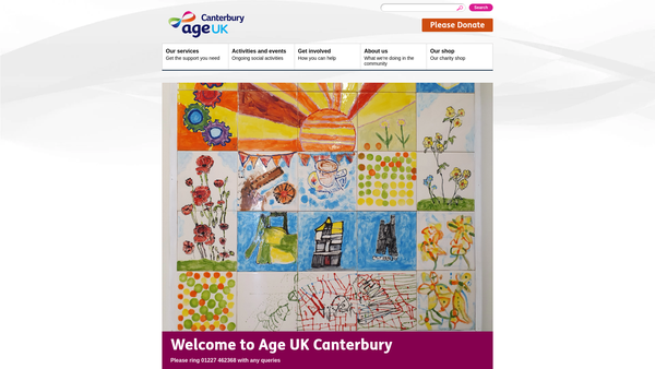 Screenshot of the Age UK Canterbury website