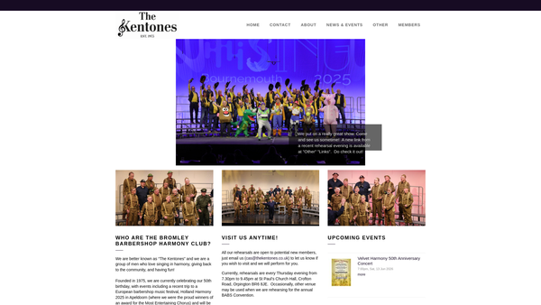 Screenshot of the Bromley Barbershop Harmony Club website