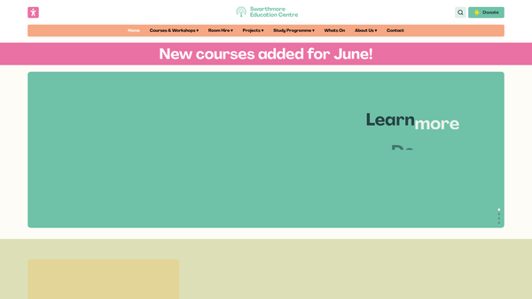 Screenshot of the Swarthmore Education Centre website