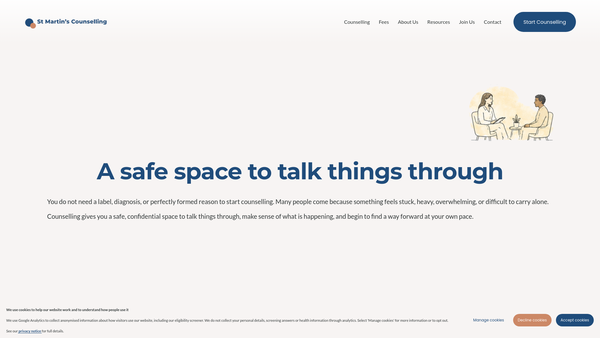 Screenshot of the St Martin's Centre For Health And Healing website