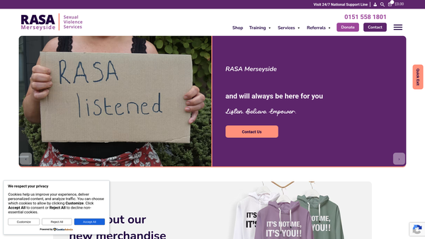 Screenshot of the Rape And Sexual Abuse (Rasa) Centre Ltd website