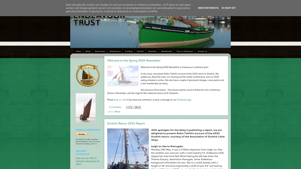 Screenshot of the Leigh On Sea Endeavour Trust website