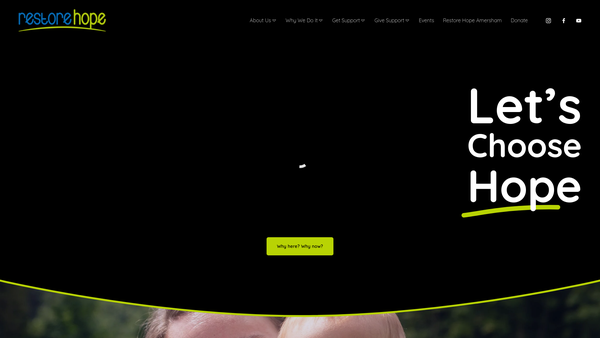 Screenshot of the Restore Hope website