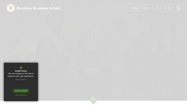 Screenshot of the Burnham Grammar School Fund website