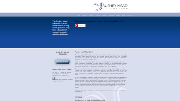 Screenshot of the The Rushey Mead Foundaton website
