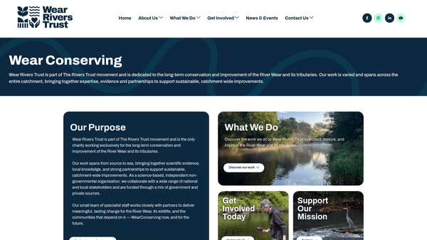 Screenshot of the Wear Rivers Trust website
