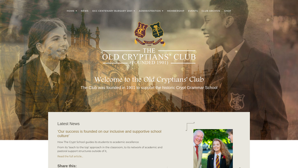 Screenshot of the The Old Cryptians'club Centenary Bursary Fund 2001 website