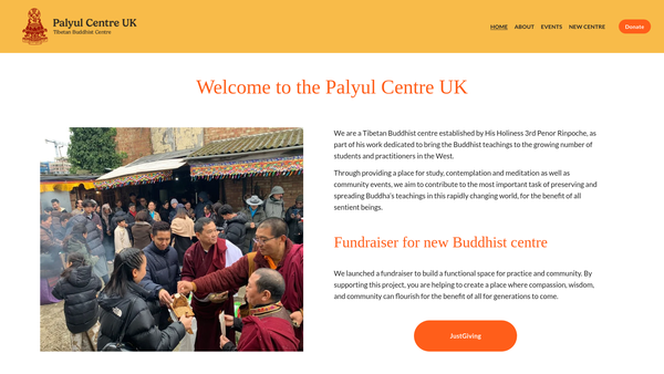 Screenshot of the Palyul Centre UK website