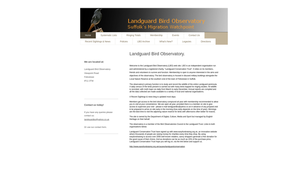 Screenshot of the Landguard Conservation Trust website