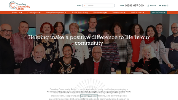 Screenshot of the Crawley Community Action website