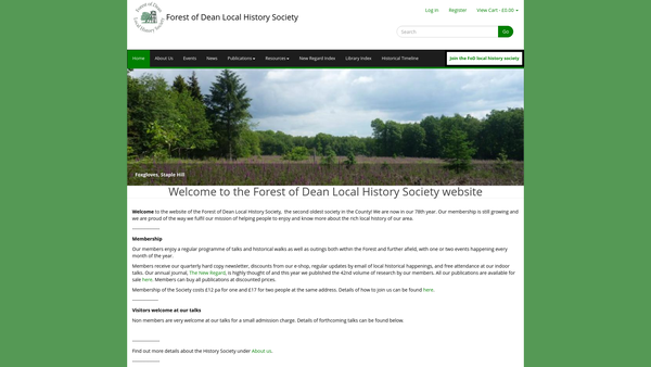 Screenshot of the The Forest Of Dean Local History Society website
