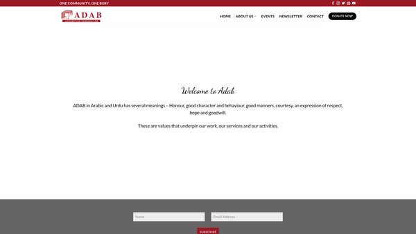 Screenshot of the Asian Development Association Of Bury website