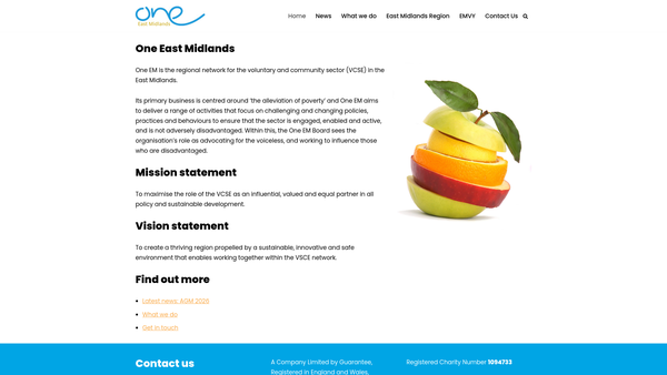 Screenshot of the One East Midlands website