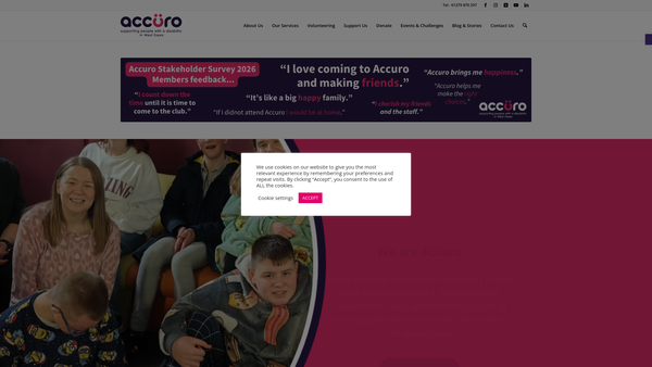 Screenshot of the Accuro (Care Services) website