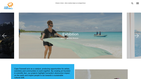 Screenshot of the Cape Farewell (0cean) website