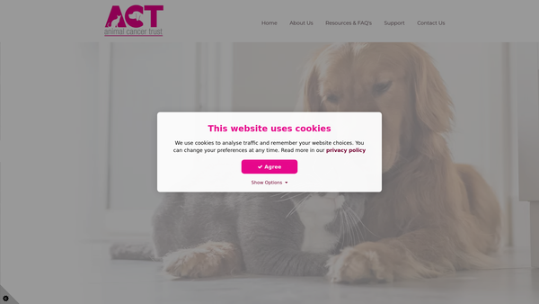 Screenshot of the Animal Cancer Trust website