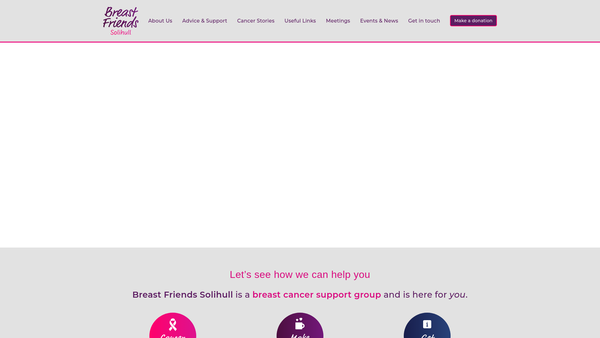 Screenshot of the Breast Friends-Solihull website
