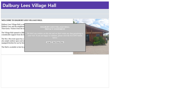 Screenshot of the Dalbury Lees Millennium Hall website