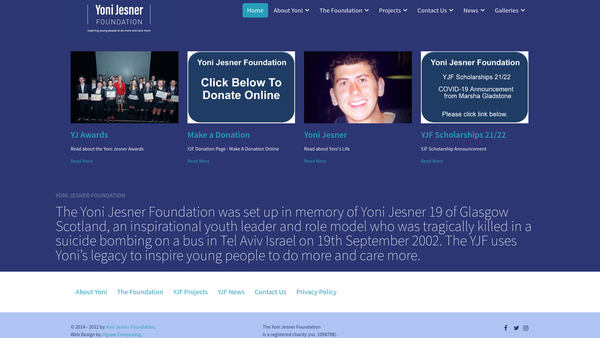 Screenshot of the Yoni Jesner Foundation website