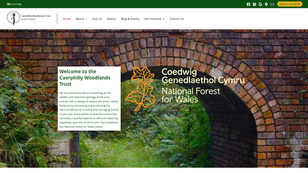 Screenshot of the The Caerphilly Woodlands Trust Limited website