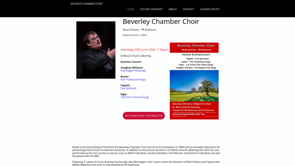 Screenshot of the Beverley Chamber Choir website