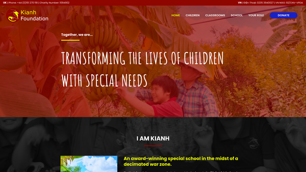 Screenshot of the The Kianh Foundation website