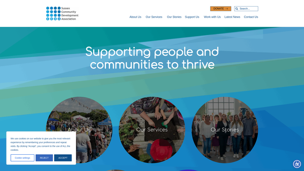 Screenshot of the Sussex Community Development Association website