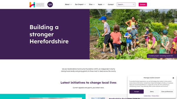 Screenshot of the Herefordshire Community Foundation website