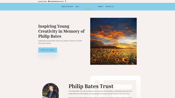 Screenshot of the The Philip Bates Trust website