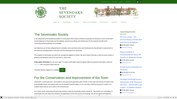 Screenshot of the The Sevenoaks Society For The Conservation And Improvement Of The Town website