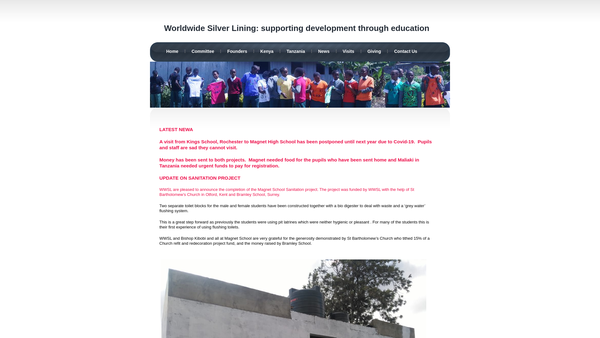 Screenshot of the Worldwide Silver Lining website