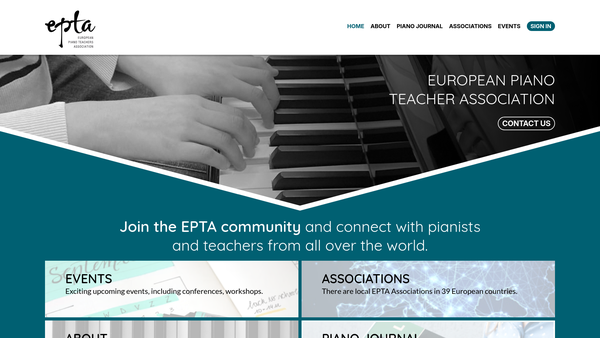 Screenshot of the Epta-European Piano Teachers Association website