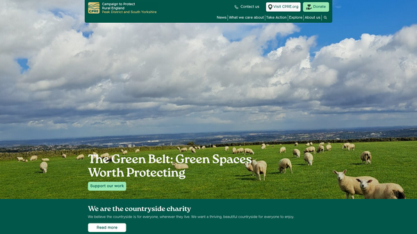 Screenshot of the Peak District And South Yorkshire Branch Of The Campaign To Protect Rural England website
