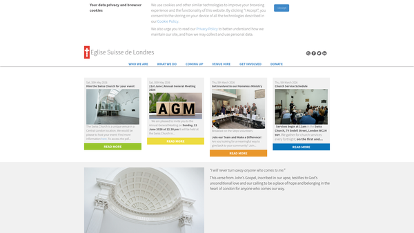 Screenshot of the The Swiss Church In London website