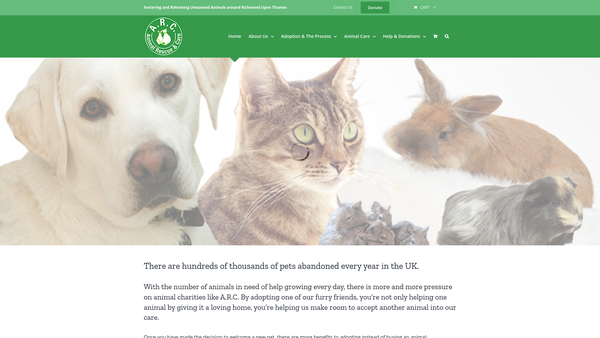 Screenshot of the Animal Rescue And Care website